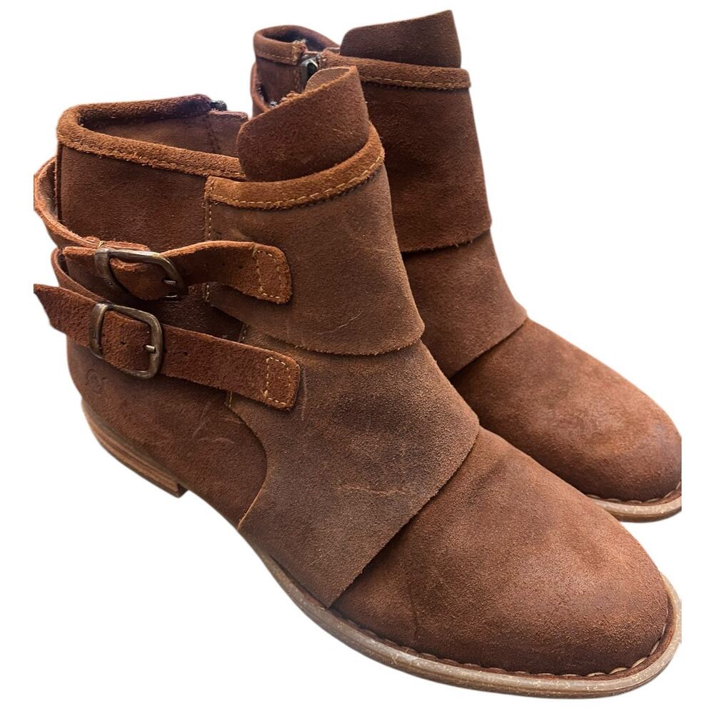Born MORAGA Distressed Suede Booties Buckle Ankle Boot | Sz 9 Brown NEW - Picture 8 of 16